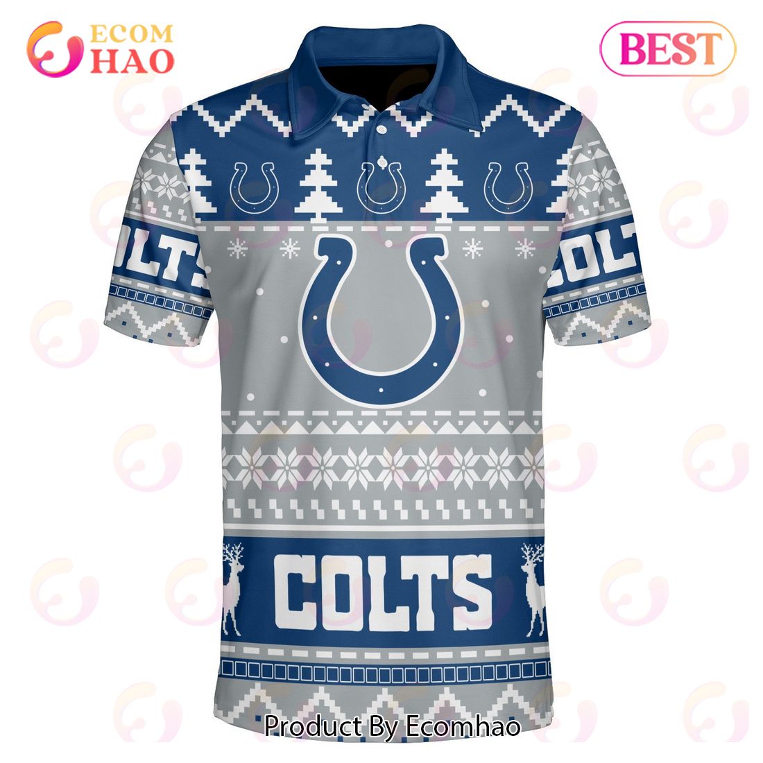 Colts Custom Your Name & Number Ugly Christmas Polo