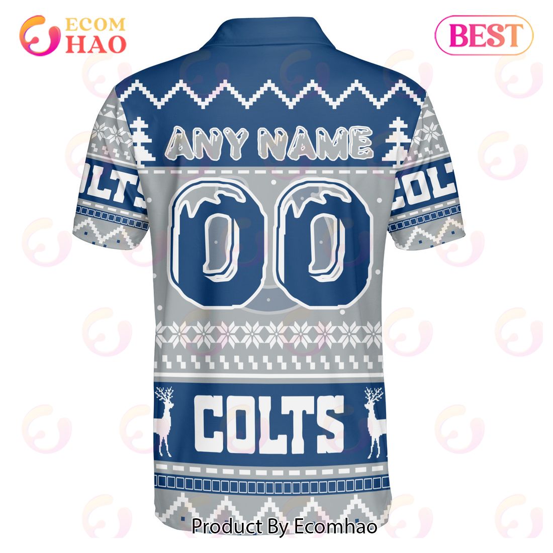 Colts Custom Your Name & Number Ugly Christmas Polo