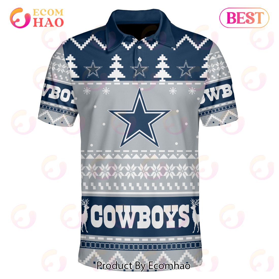 Cowboys Custom Your Name & Number Ugly Christmas Polo