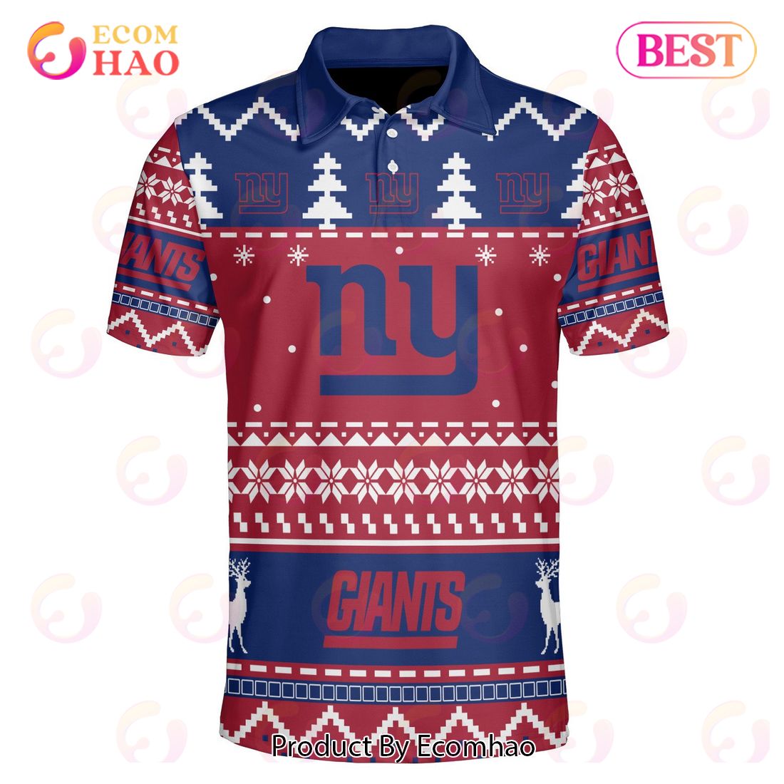 Giants Custom Your Name & Number Ugly Christmas Polo