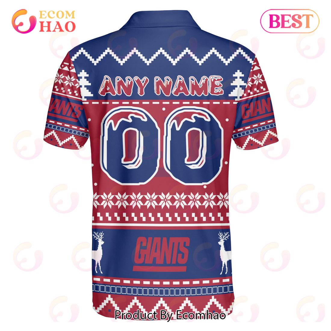 Giants Custom Your Name & Number Ugly Christmas Polo