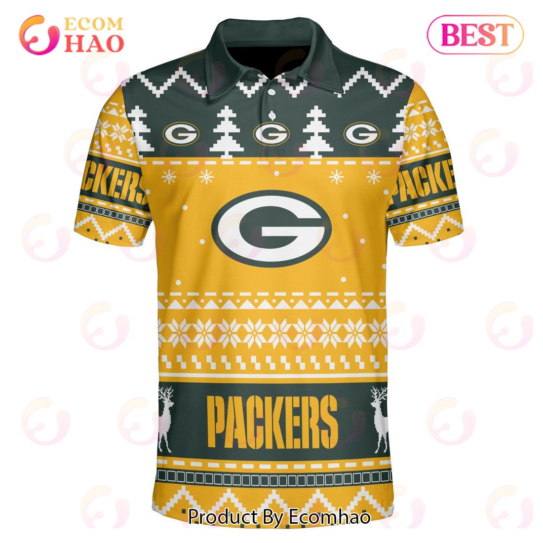 Packers Custom Your Name & Number Ugly Christmas Polo