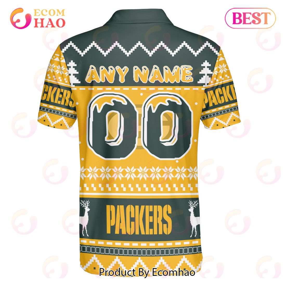 Packers Custom Your Name & Number Ugly Christmas Polo