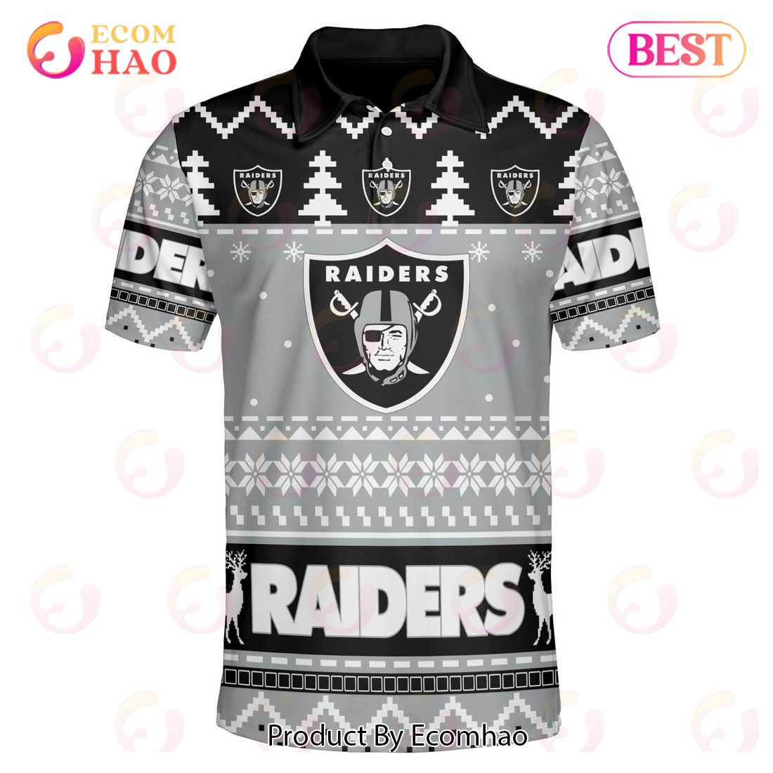 Raiders Custom Your Name & Number Ugly Christmas Polo