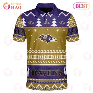 Ravens Custom Your Name & Number Ugly Christmas Polo