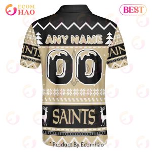 Saints Custom Your Name & Number Ugly Christmas Polo