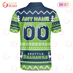 Seahawks Custom Your Name & Number Ugly Christmas Polo