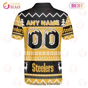 Steelers Custom Your Name & Number Ugly Christmas Polo