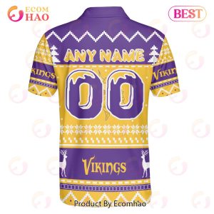 Vikings Custom Your Name & Number Ugly Christmas Polo