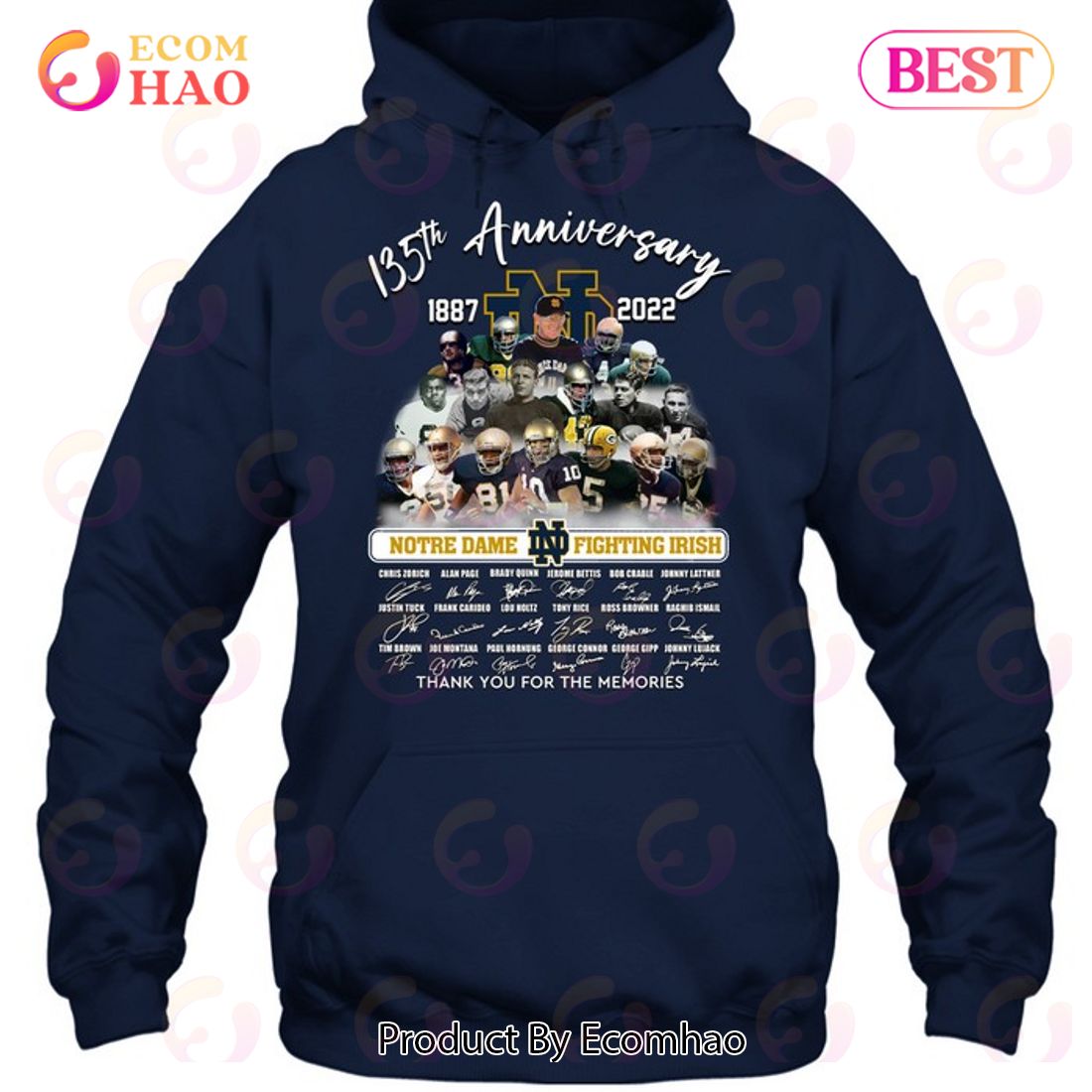 135th Anniversary 1987 – 2022 Notre Dame Fighting Irish Thank You For The Memories T-Shirt