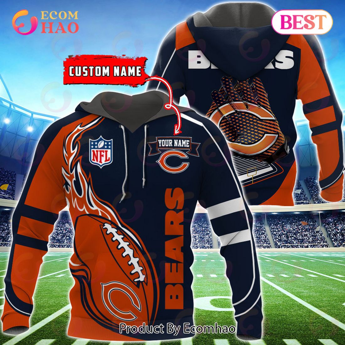 BEST NFL Chicago Bears Salute To Service - Honor Veterans And Their  Families 3D Hoodie