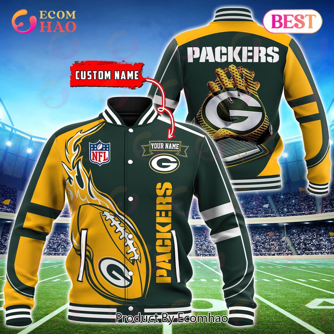 Green Bay Packers Custom Name Hoodie, Baseball Jacket, T-Shirt, Zipper, Sweatshirt