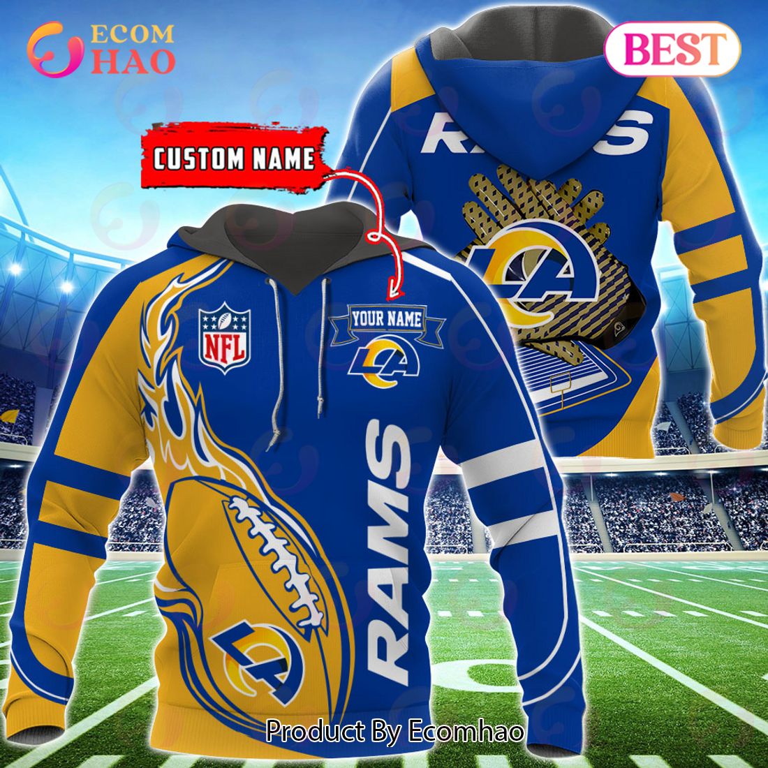 NFL Los Angeles Rams Personalized Your Name Hungting Camo Style 3D Hoodie,T  Shirt, Sweatshirt, Zipper - Ecomhao Store