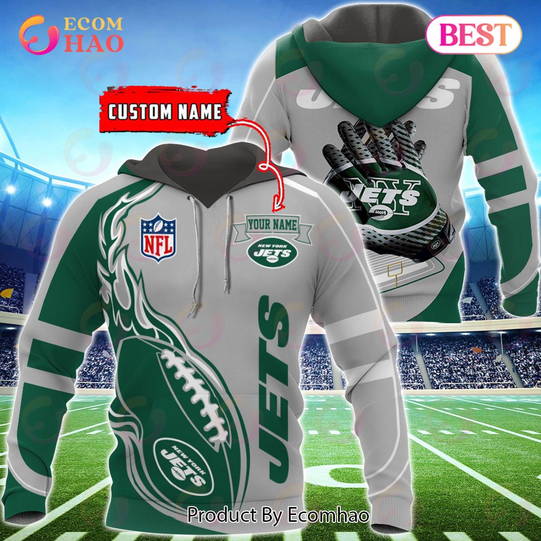 New York Jets Custom Name Hoodie, Baseball Jacket, T-Shirt, Zipper, Sweatshirt