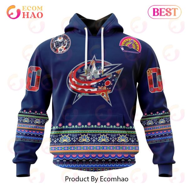 NHL Columbus Blue Jackets Specialized Jersey Hockey For All Diwali Festival 3D Hoodie