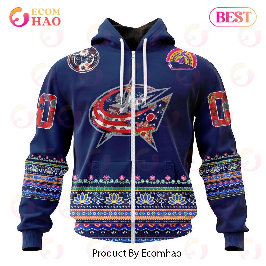 NHL Columbus Blue Jackets Specialized Jersey Hockey For All Diwali Festival 3D Hoodie