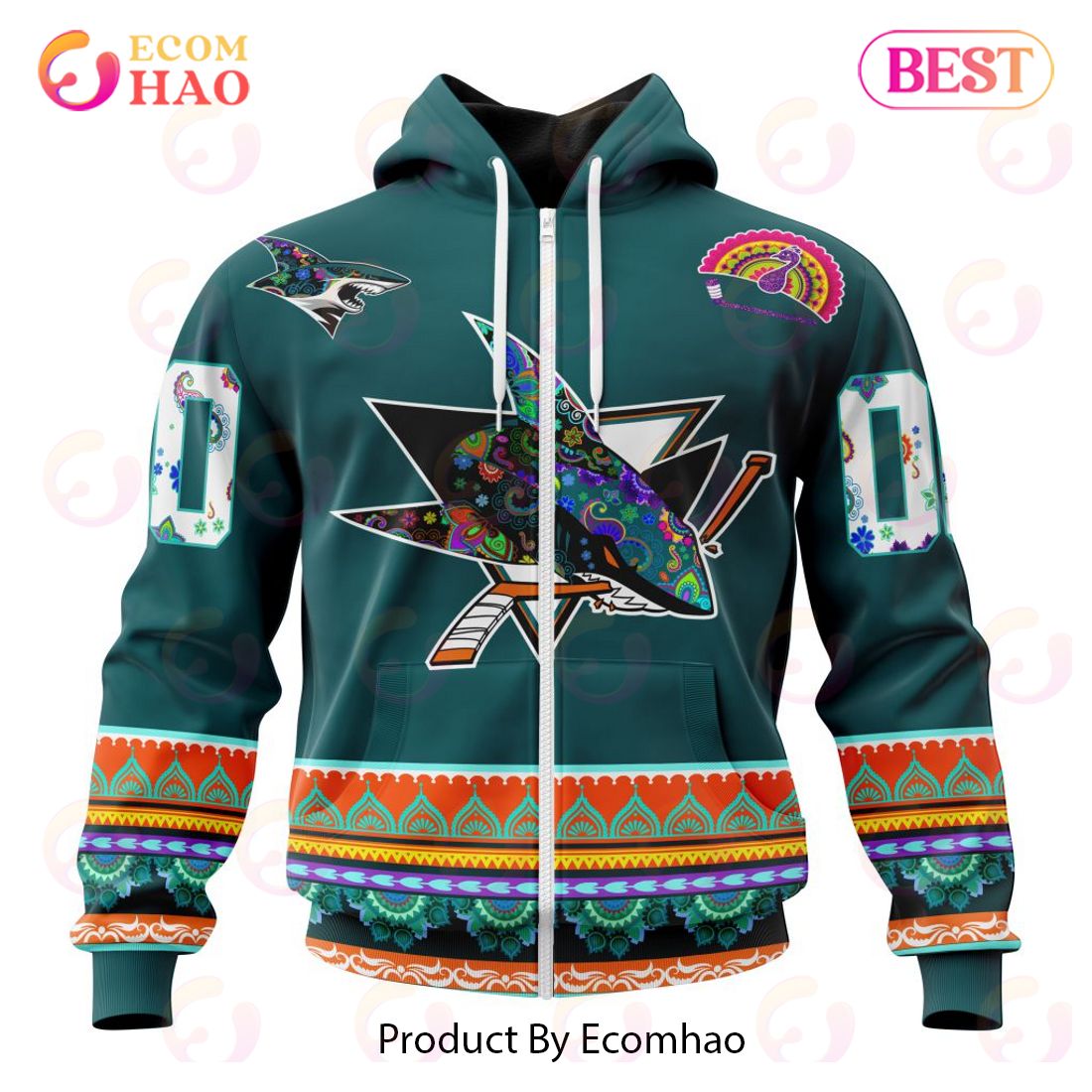 NHL San Jose Sharks Specialized Jersey Hockey For All Diwali Festival 3D Hoodie