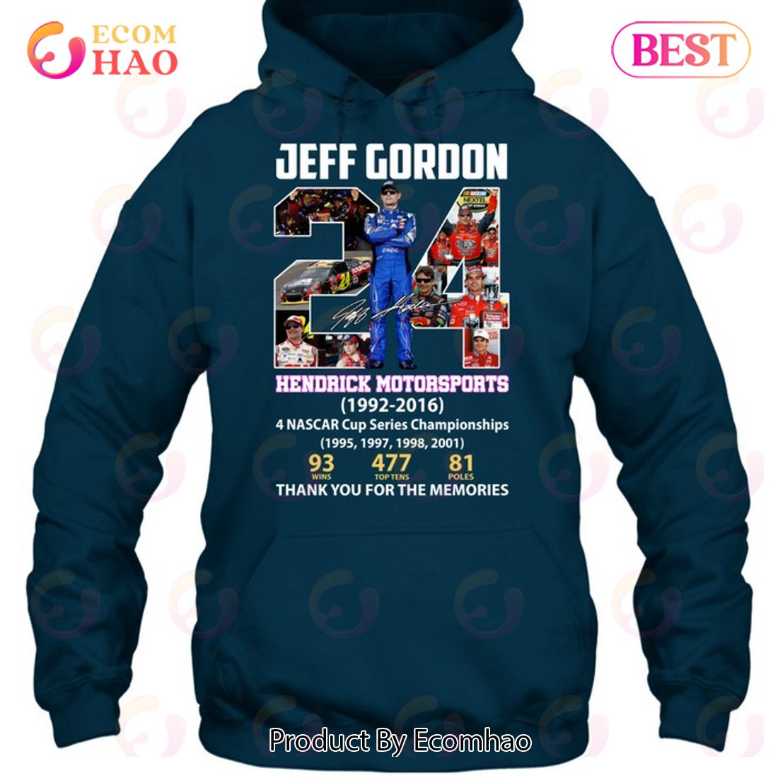 Jeff Gordon Hendrick Motorsports 1992 – 2016 Thank You For The Memories T-Shirt