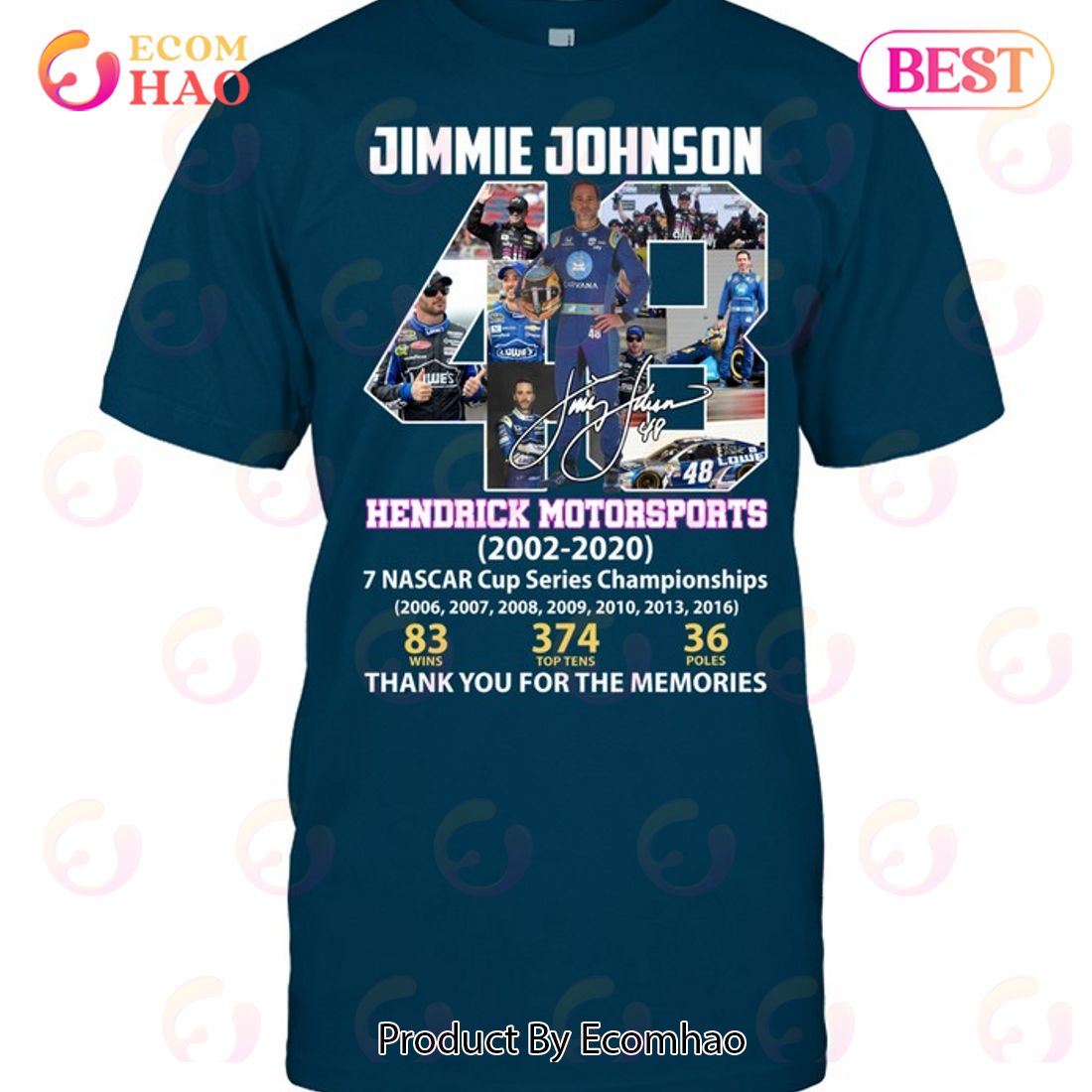 Jimmie Johnson Hendrick Motorsports 2002 – 2020 Thank You For The Memories T-Shirt