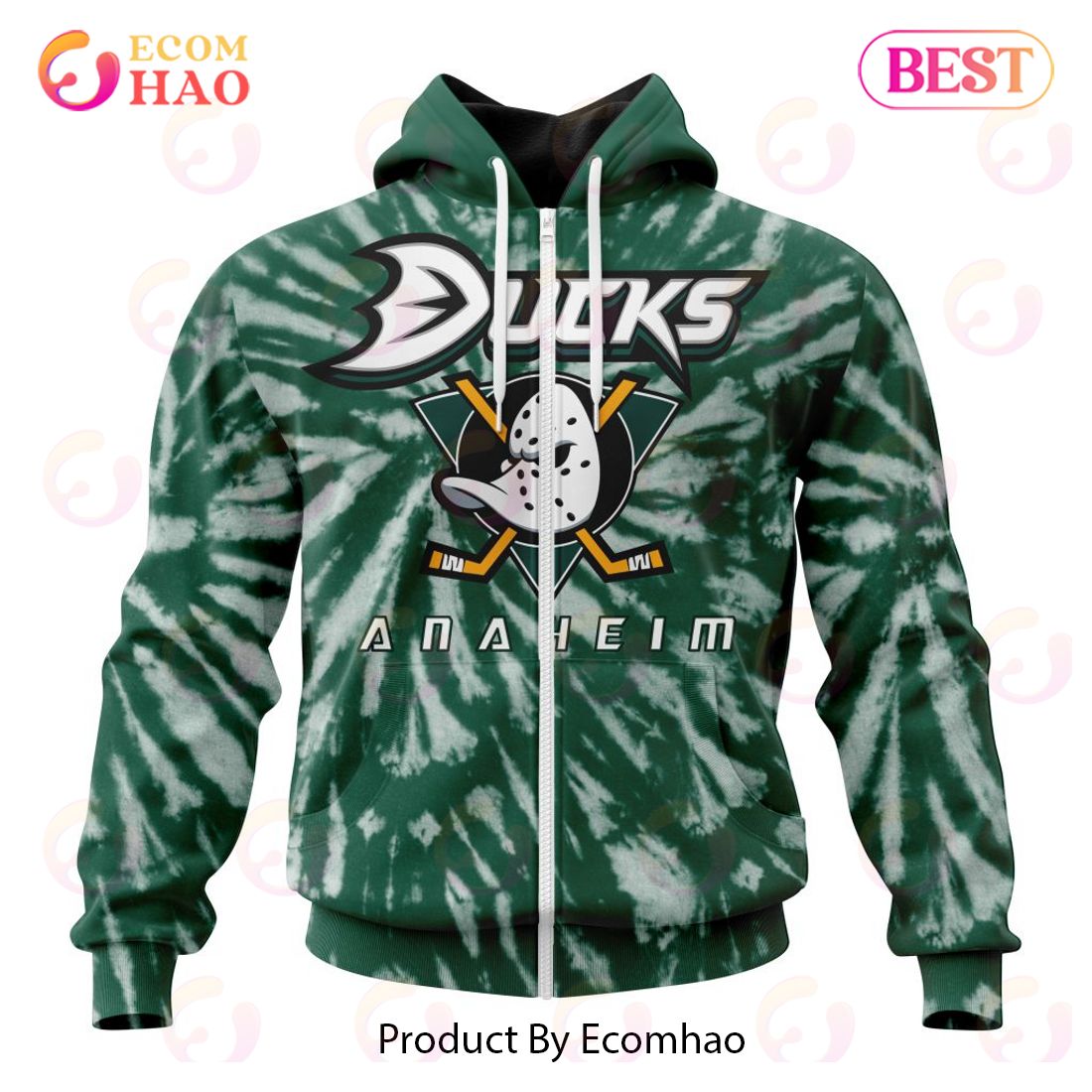 NHL Anaheim Ducks Special Retro Vintage Tie – Dye 3D Hoodie