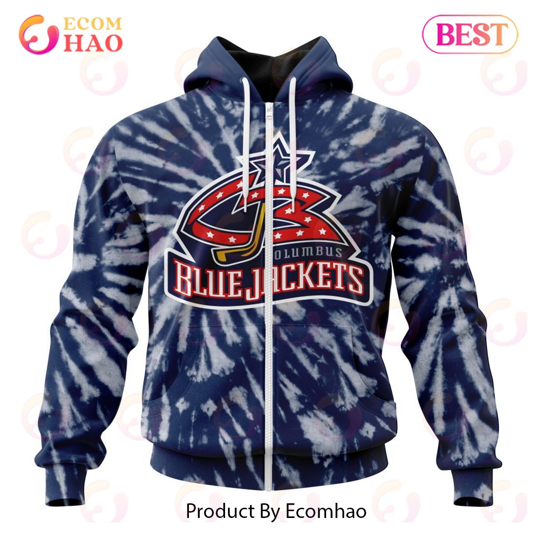 NHL Columbus Blue Jackets Special Retro Vintage Tie – Dye 3D Hoodie