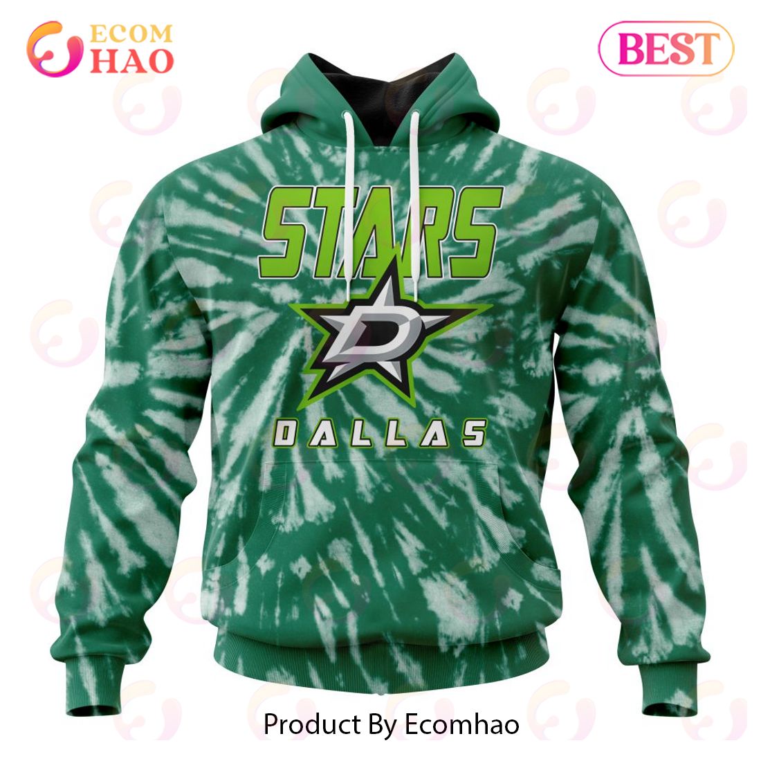 NHL Dallas Stars Special Retro Vintage Tie – Dye 3D Hoodie