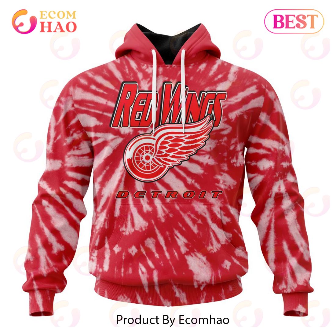 NHL Detroit Red Wings Special Retro Vintage Tie – Dye 3D Hoodie