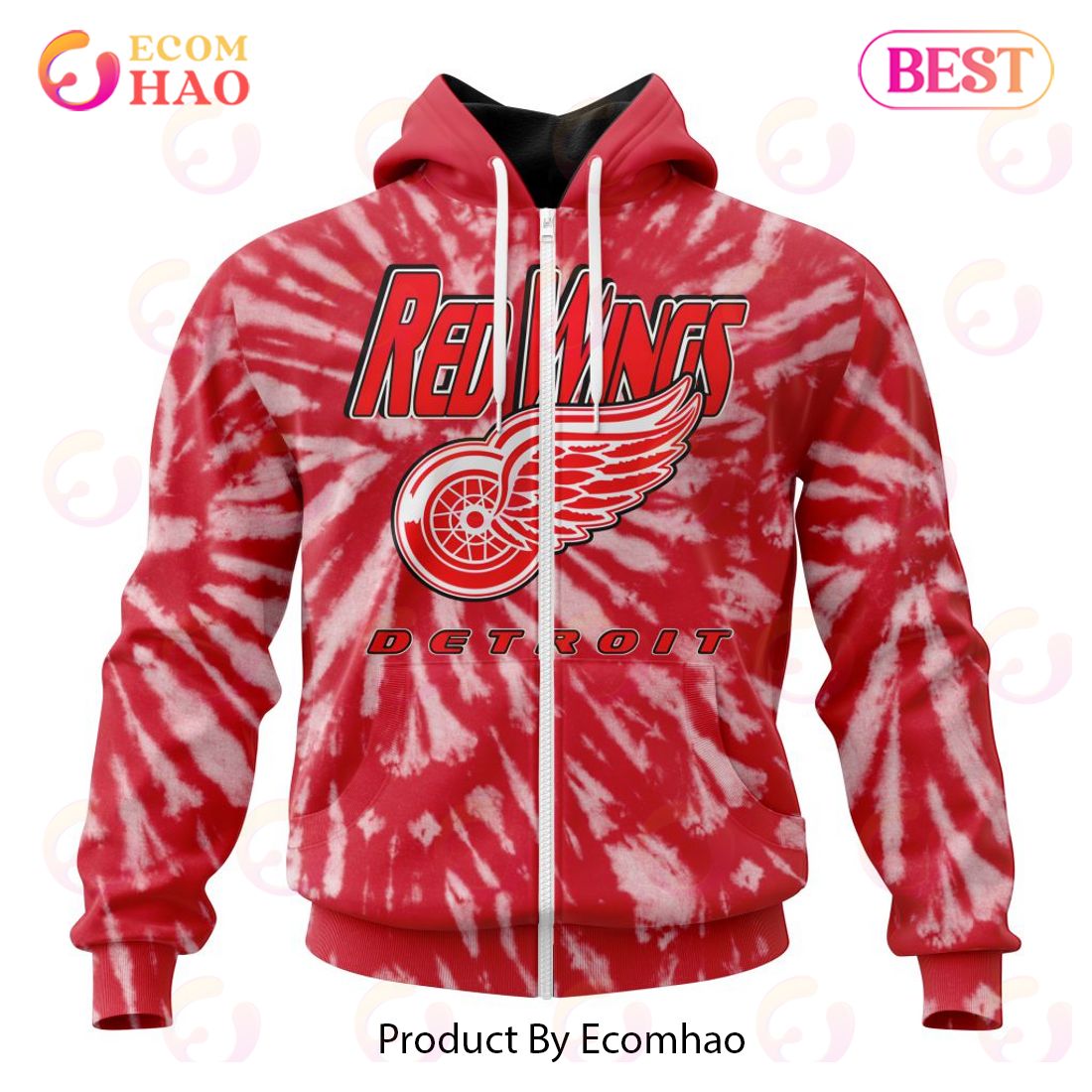 NHL Detroit Red Wings Special Retro Vintage Tie – Dye 3D Hoodie