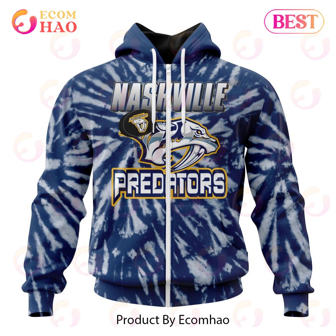 NHL Nashville Predators Special Retro Vintage Tie – Dye 3D Hoodie