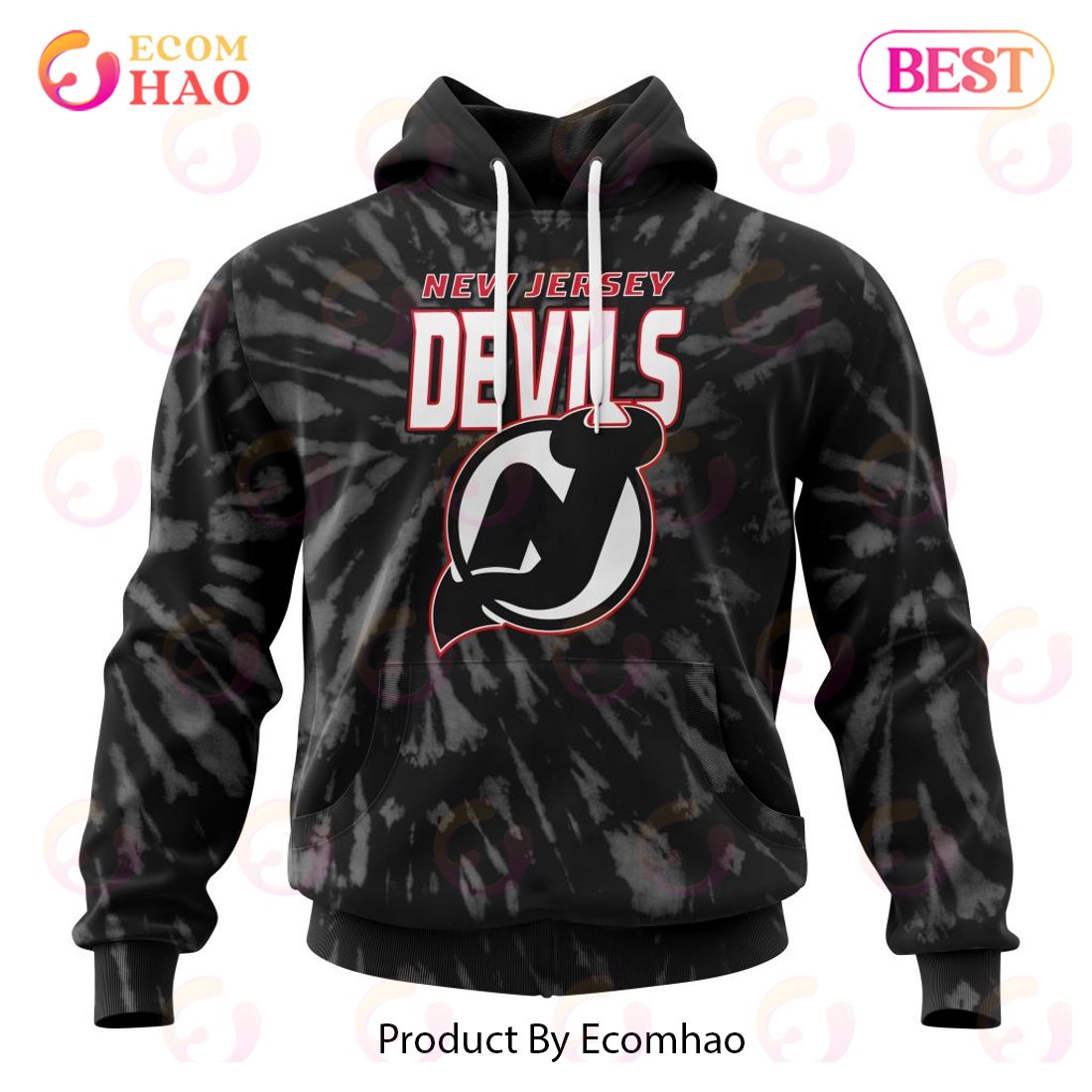 NHL New Jersey Devils Special Retro Vintage Tie – Dye 3D Hoodie