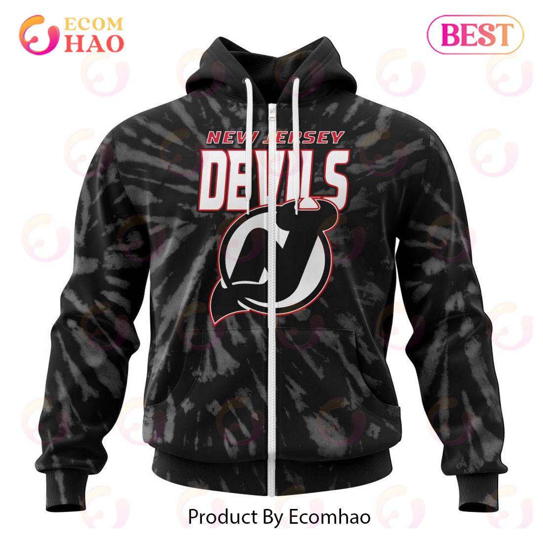 NHL New Jersey Devils Special Retro Vintage Tie – Dye 3D Hoodie