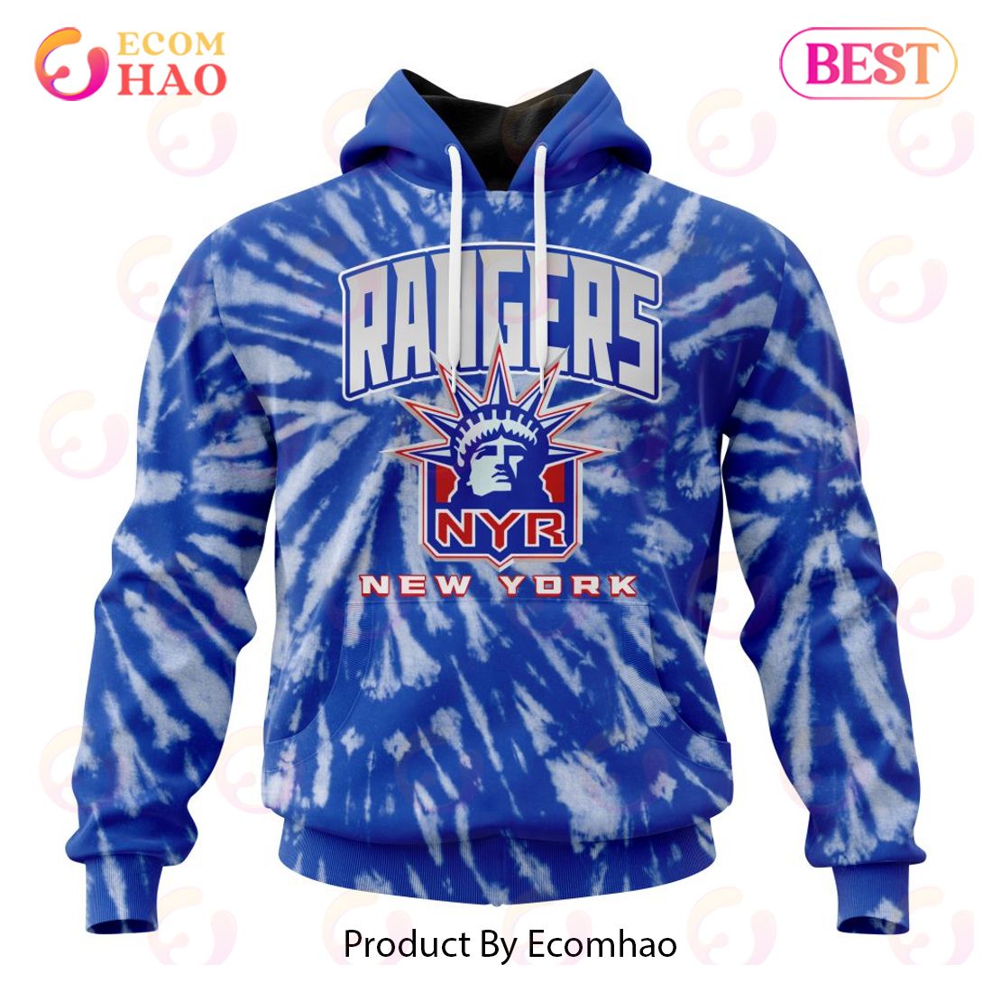 NHL New York Rangers Special Retro Vintage Tie – Dye 3D Hoodie