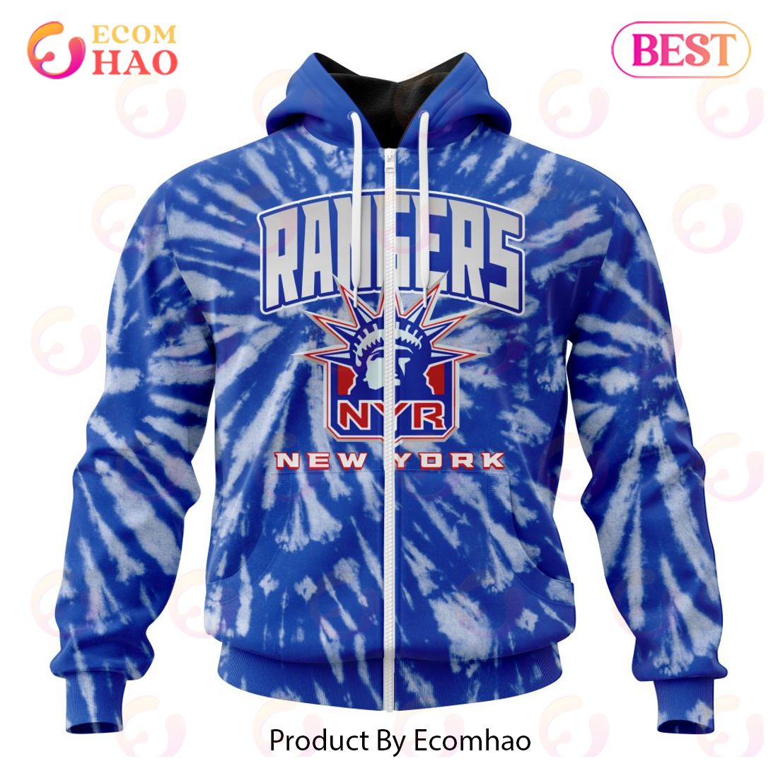 NHL New York Rangers Special Retro Vintage Tie – Dye 3D Hoodie