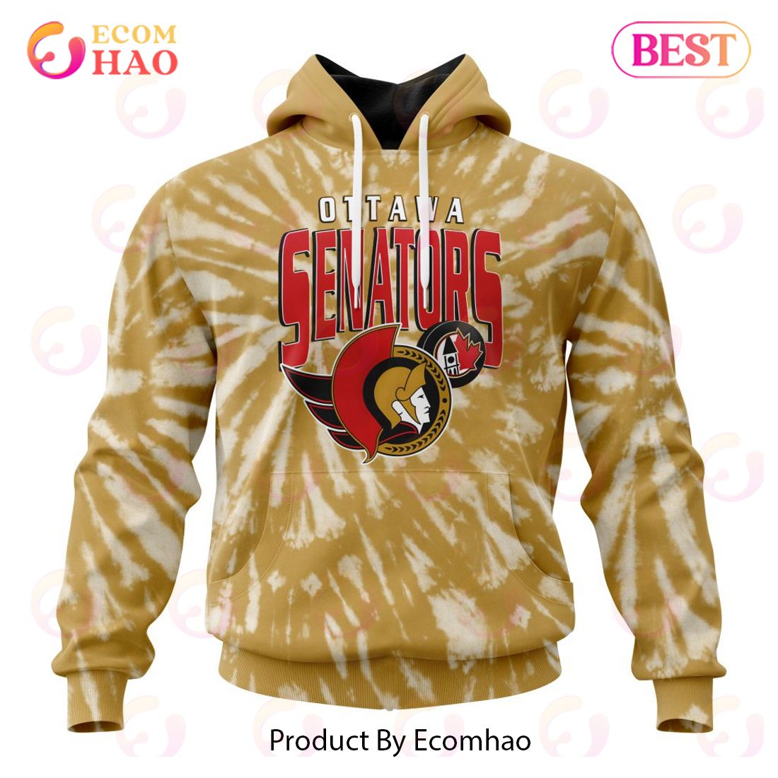 NHL Ottawa Senators Special Retro Vintage Tie – Dye 3D Hoodie