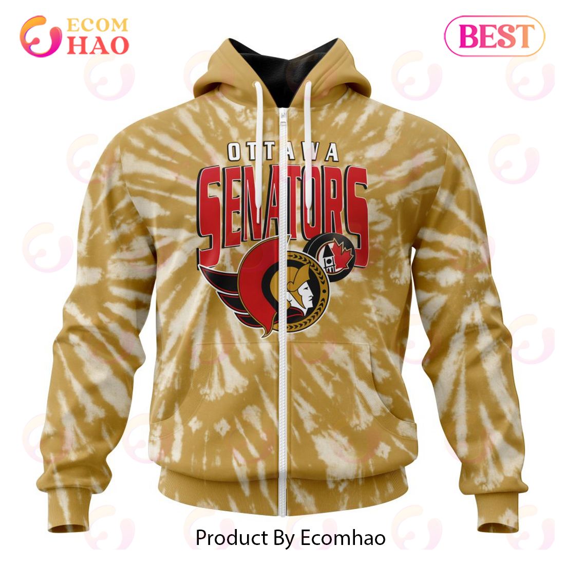 NHL Ottawa Senators Special Retro Vintage Tie – Dye 3D Hoodie