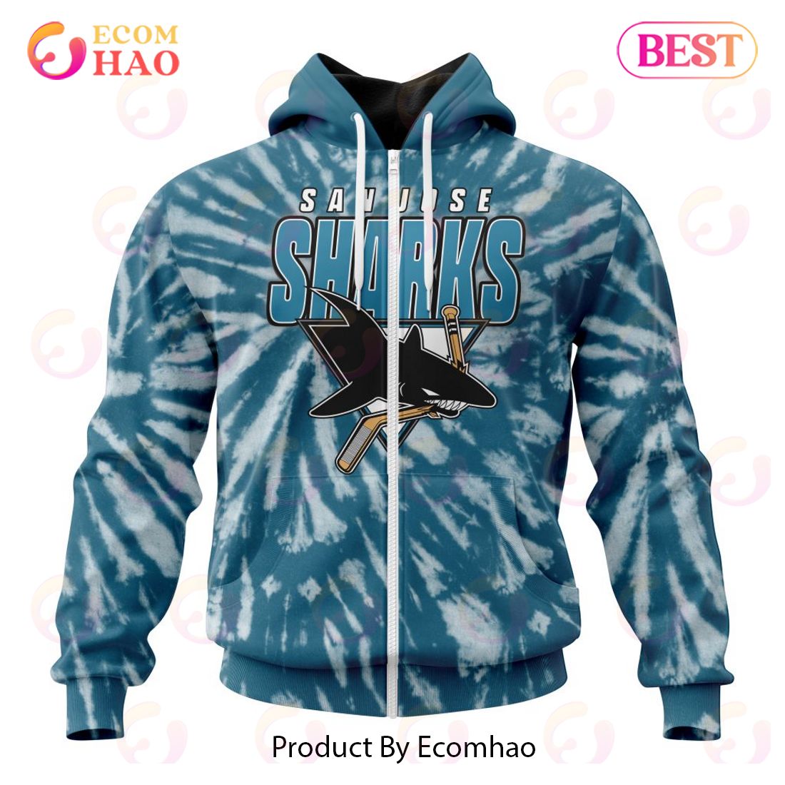 NHL San Jose Sharks Special Retro Vintage Tie – Dye 3D Hoodie