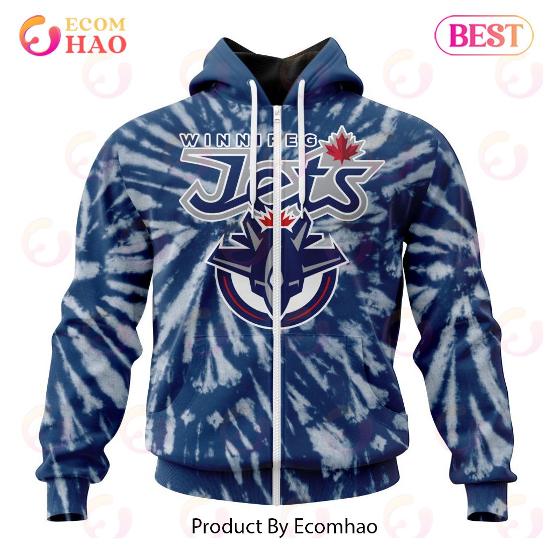 NHL Winnipeg Jets Special Retro Vintage Tie – Dye 3D Hoodie