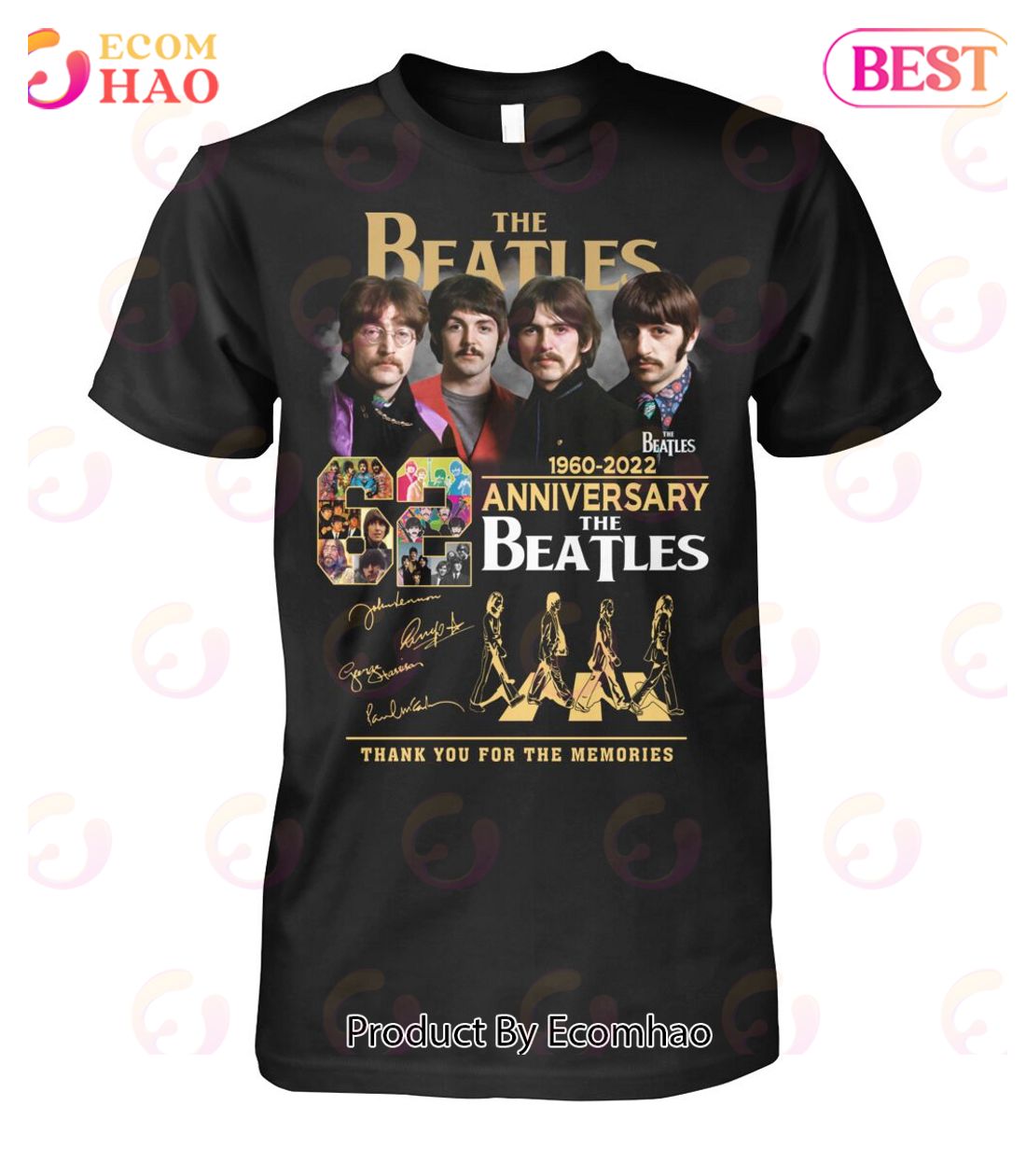 62 Years Anniversary 1960 - 2022 The Beatles Thank You For The Memories T-Shirt Luxury Items