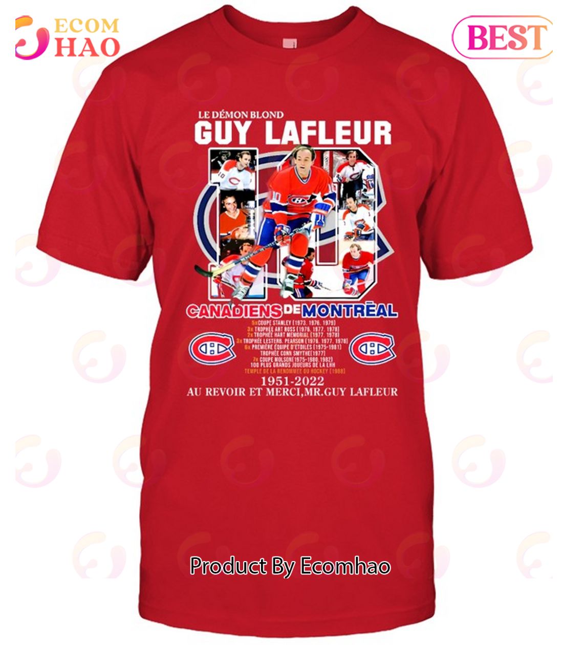 Le Demon Blond Guy Lafleur Canadiens DE  Montreal 1951 – 2022 Au Revoir Et Merci T-Shirt