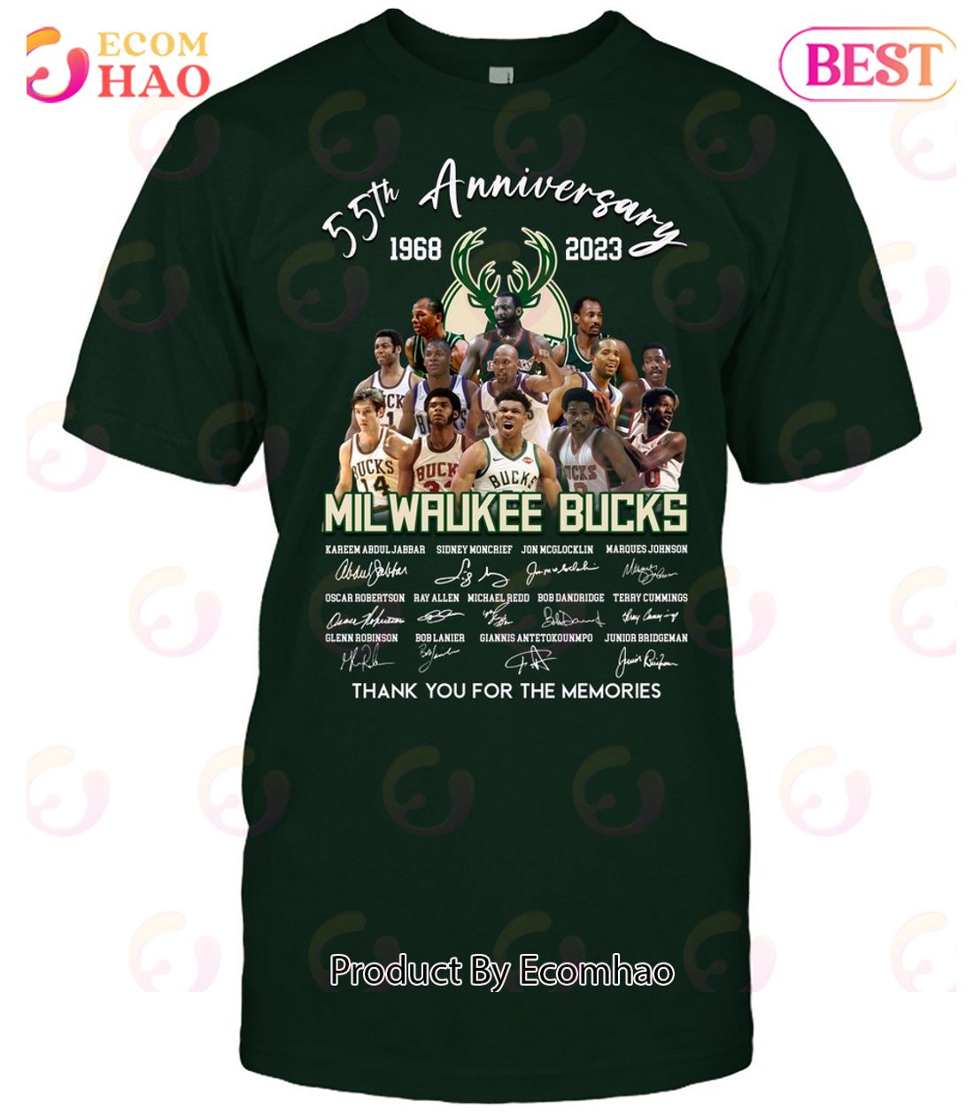 55th Anniversary Milwaukee Bucks Thank You For The Memories T-Shirt