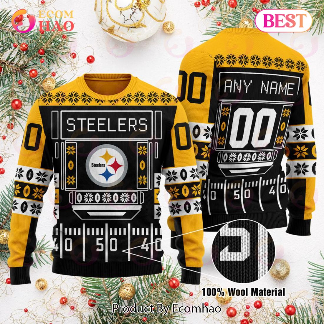 Baby Yoda Pittsburgh Steelers Ugly Christmas Sweater - Reallgraphics