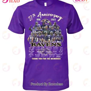 27th Anniversary 1996 – 2023 Baltimore Ravens Thank You For The Memories T-Shirt