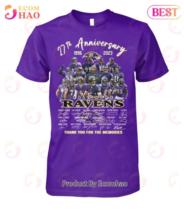 27th Anniversary 1996 – 2023 Baltimore Ravens Thank You For The Memories T-Shirt