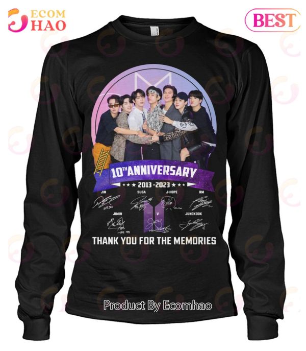 BTS 10th Anniversary 2013 – 2023 Thank You For The Memories T-Shirt
