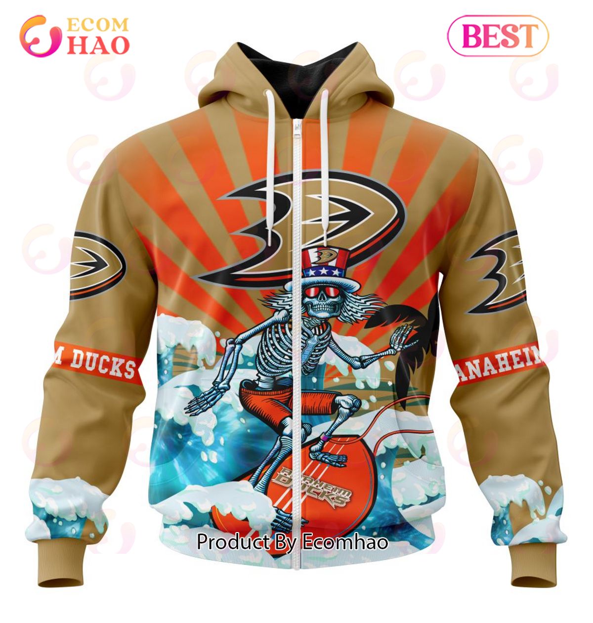 NHL Anaheim Ducks Specialized Kits For The Grateful Dead 3D Hoodie