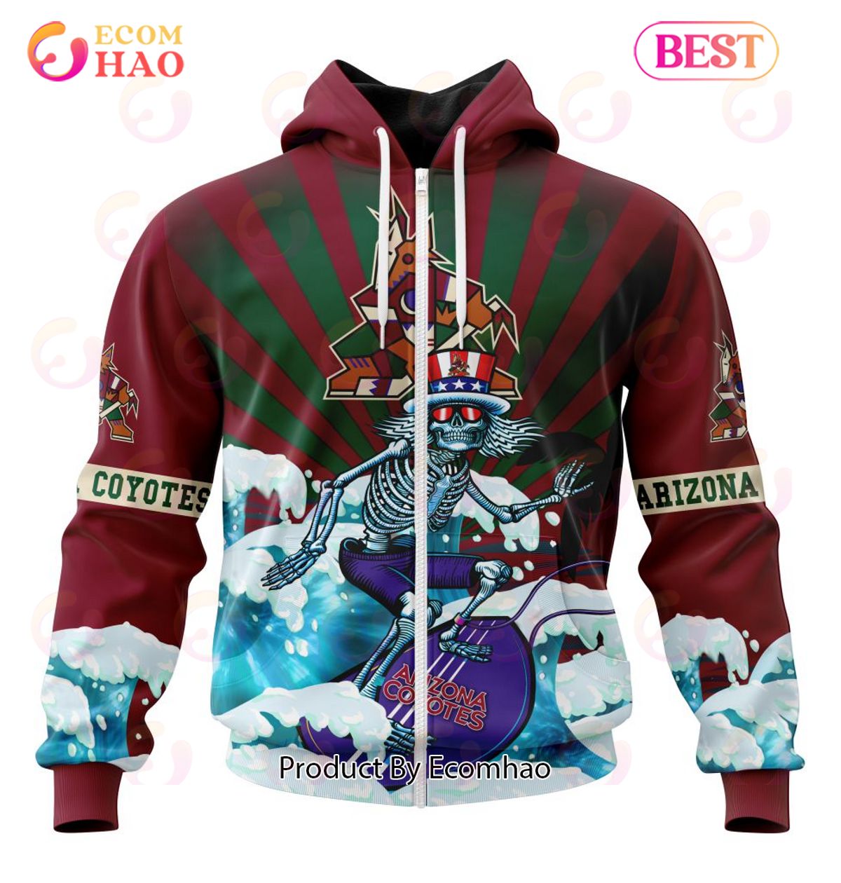 NHL Arizona Coyotes Specialized Kits For The Grateful Dead 3D Hoodie