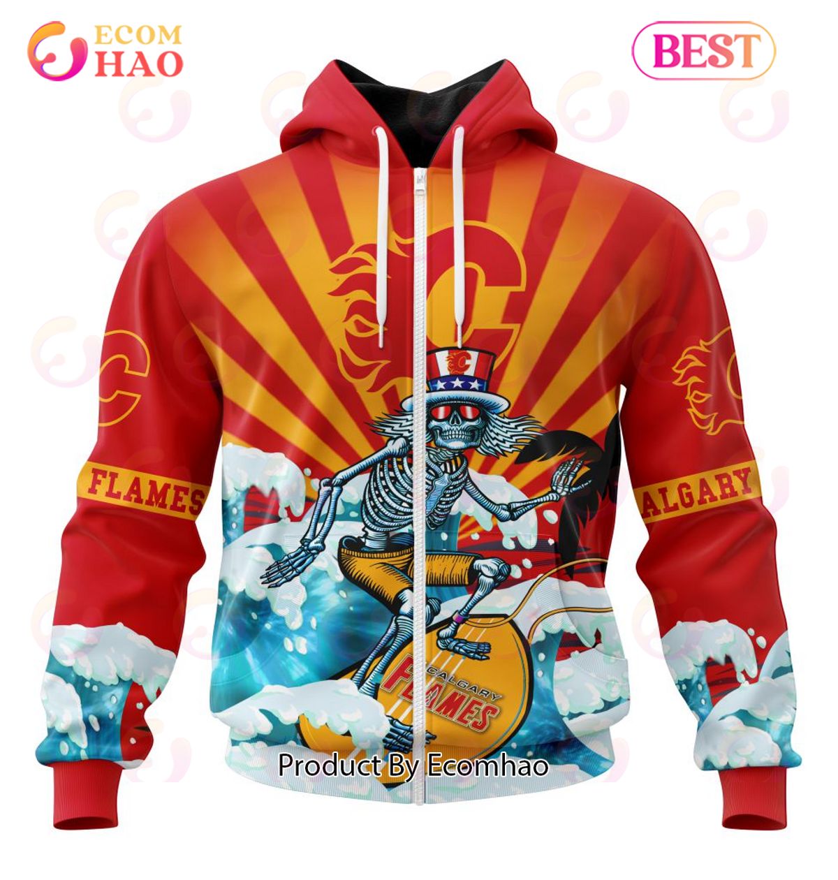 NHL Calgary Flames Specialized Kits For The Grateful Dead 3D Hoodie