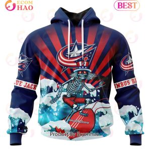 NHL Columbus Blue Jackets Specialized Kits For The Grateful Dead 3D Hoodie