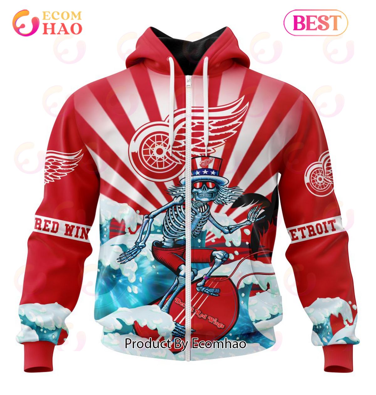 NHL Detroit Red Wings Specialized Kits For The Grateful Dead 3D Hoodie