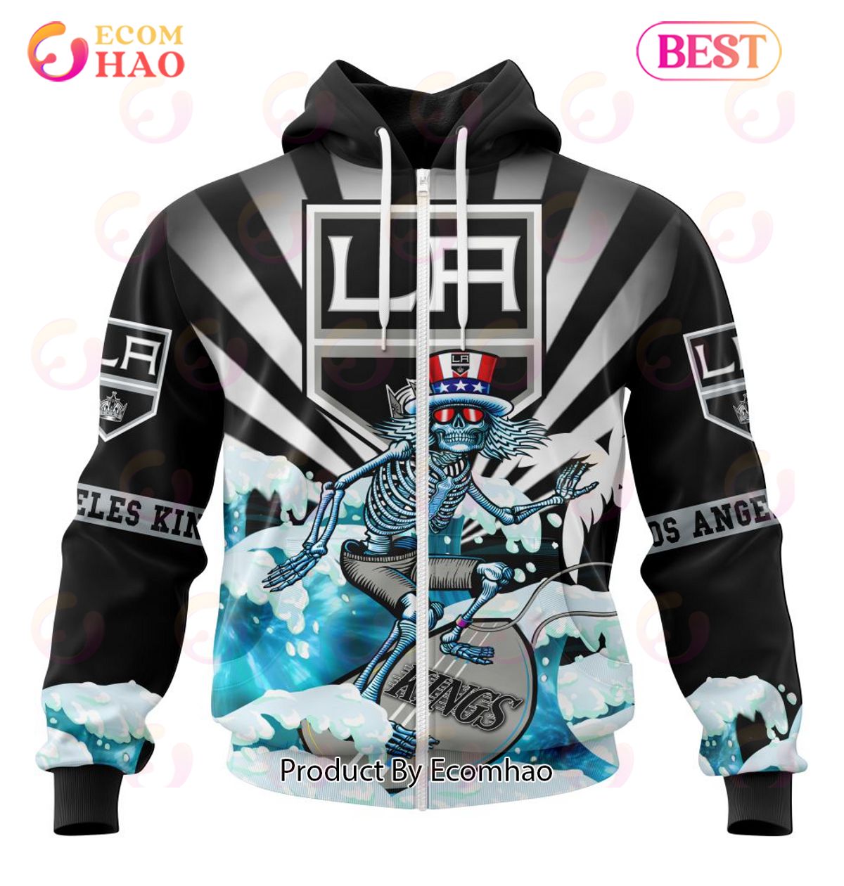 NHL Los Angeles Kings Specialized Kits For The Grateful Dead 3D Hoodie